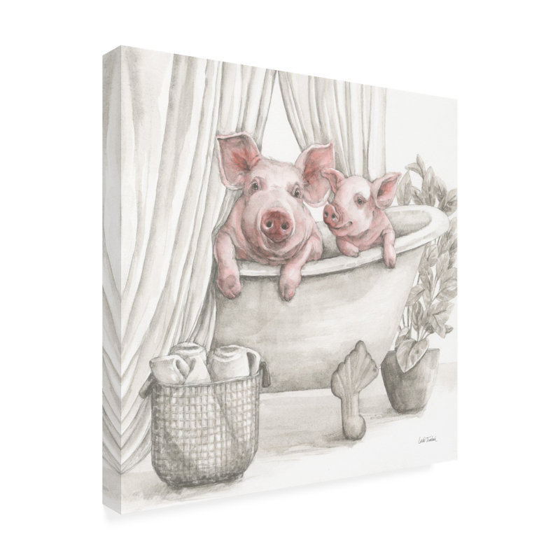 "Cochon dans une baignoire", H 14 po x l 14 po