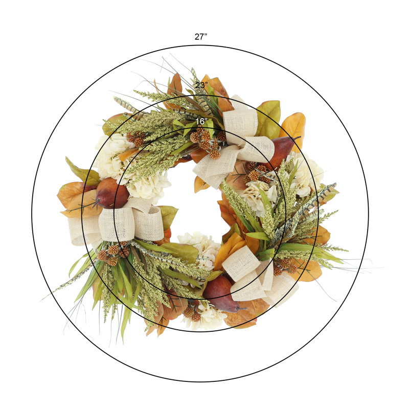23" Heather and Hydrangea Fall Wreath