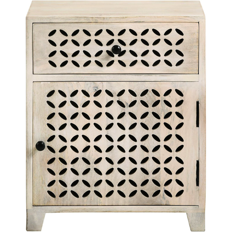 Armoire d'appoint avec tiroir Whitewash Beige