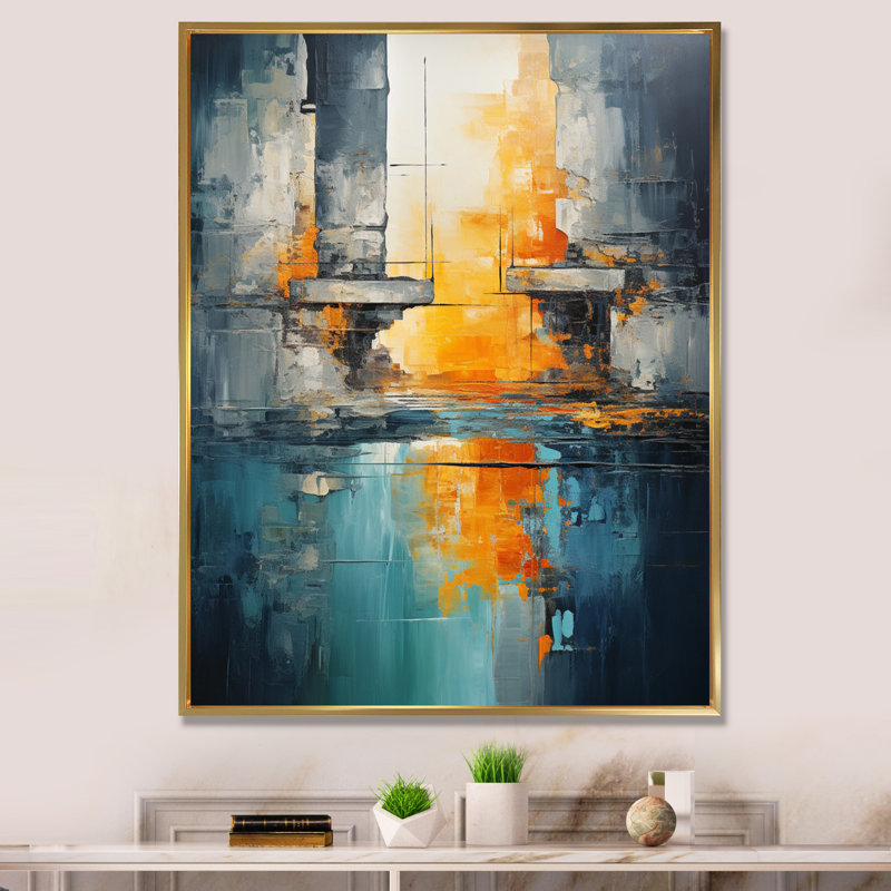 «Green Orange», Bold Abstract Flow Collage I - Collages abstraits, impressions sur toile, H 20 po x l 12 po x P 1 po