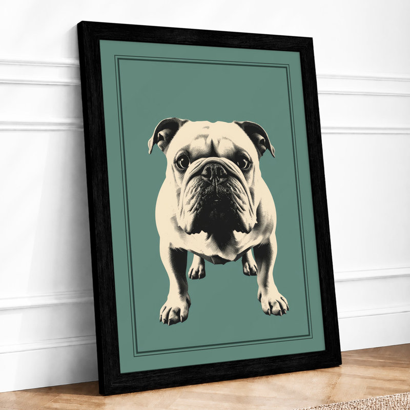 Bulldog Portrait Modern - Framed Print, A1 - 84.1 x 59.4 cm, Black