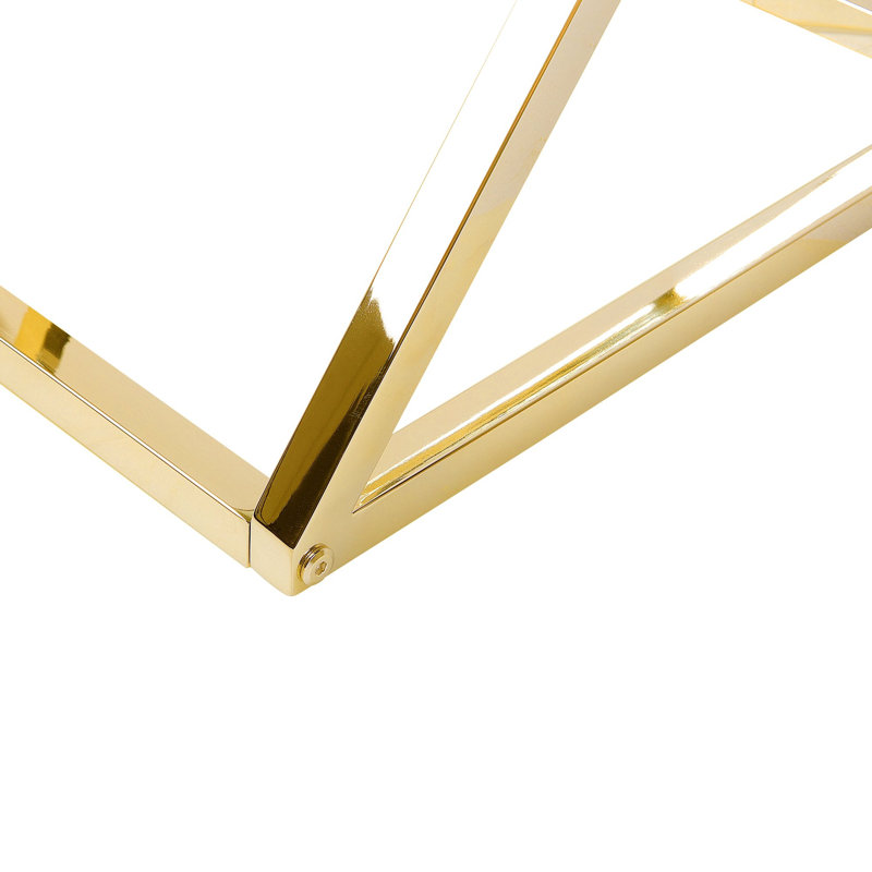 Salcombe Glass Top Cross Legs End Table, Gold