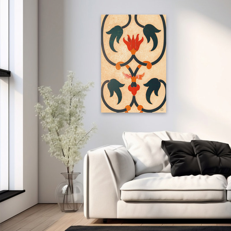 Mosaïque II - fleurs, art vert global, H 36 po x l 24 po