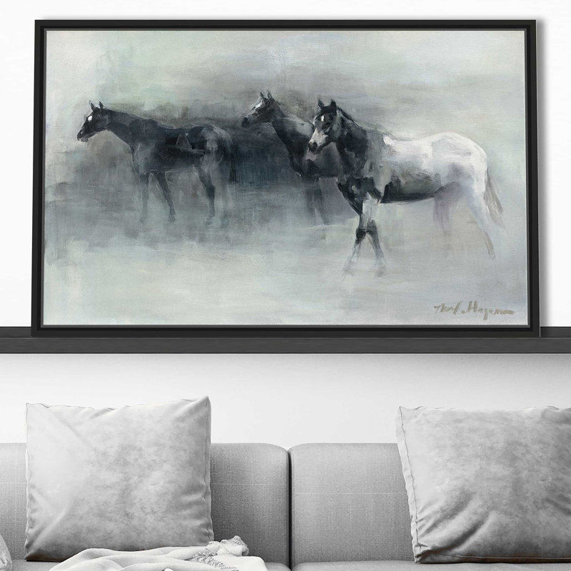 In The Mist - Peinture, Cadre flottant noir, H 31,5 po x l 51,5 po x P 2 po