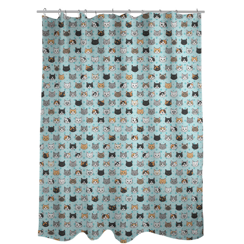 Rideau de douche simple Kitty Cat, Bleu sarcelle