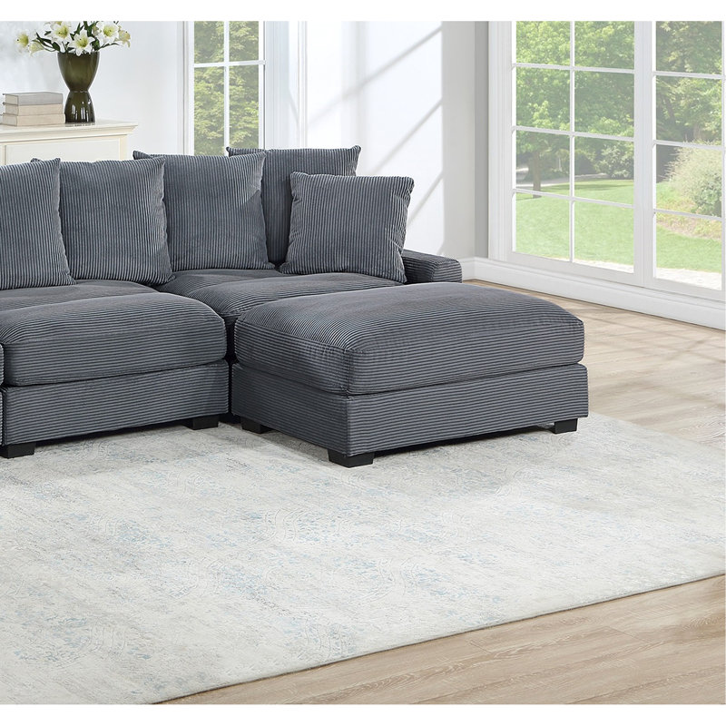Repose-pieds confortable et moelleux avec des pieds robustes et un design polyvalent pour la détente, Gris foncé