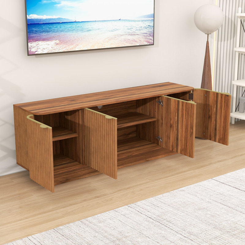 Meuble télé avec armoires de rangement et tablettes réglables, Brun