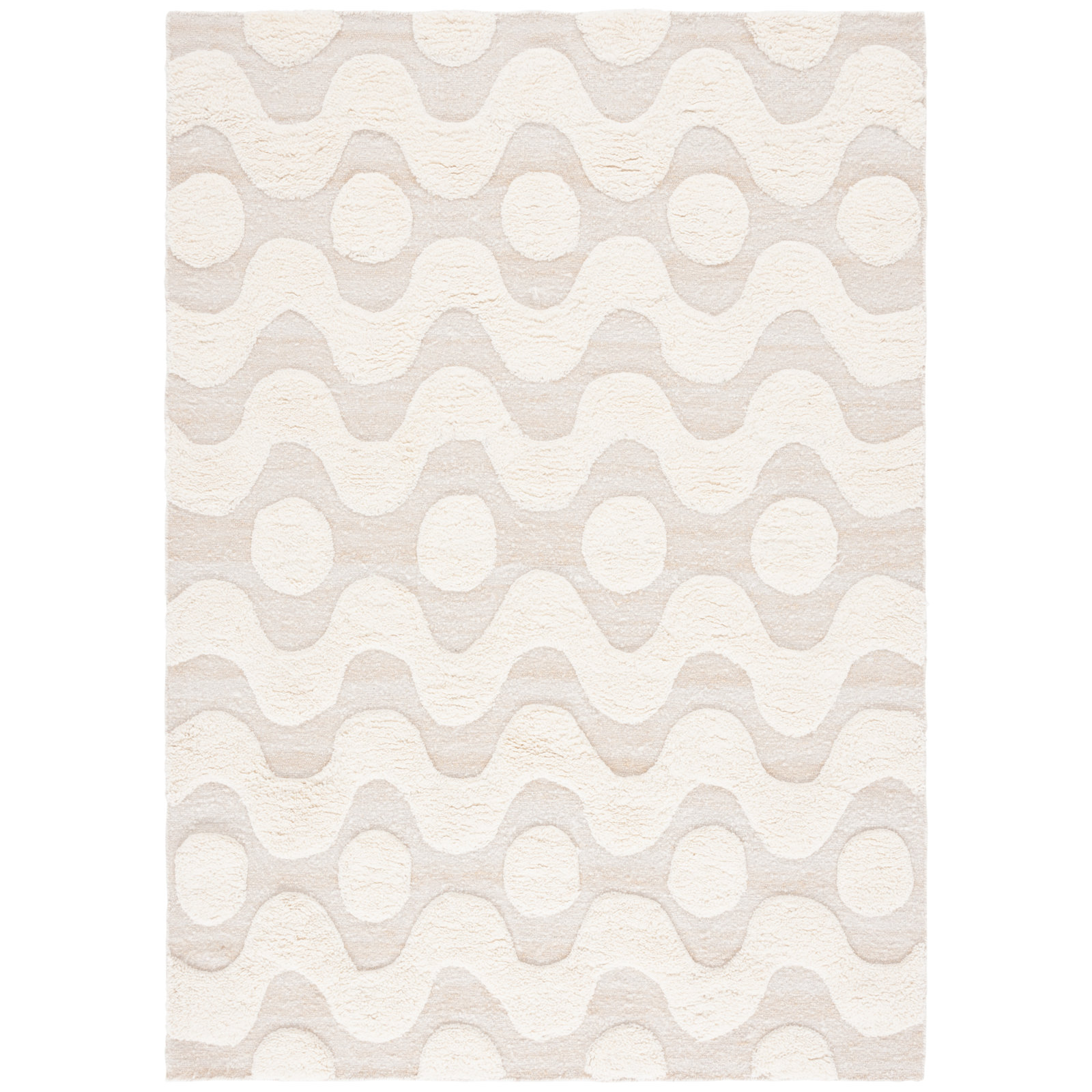 Mullen Handmade Ivory Rug, Rectangle 4' x 6'
