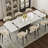 63''-94'' Expandable Dining Table for 4-8, White Sintered Stone Kitchen Table with Black Stainless Steel Base
