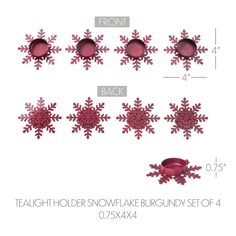 Ensemble de 4 flocons de neige Festive Finds, Bourgogne