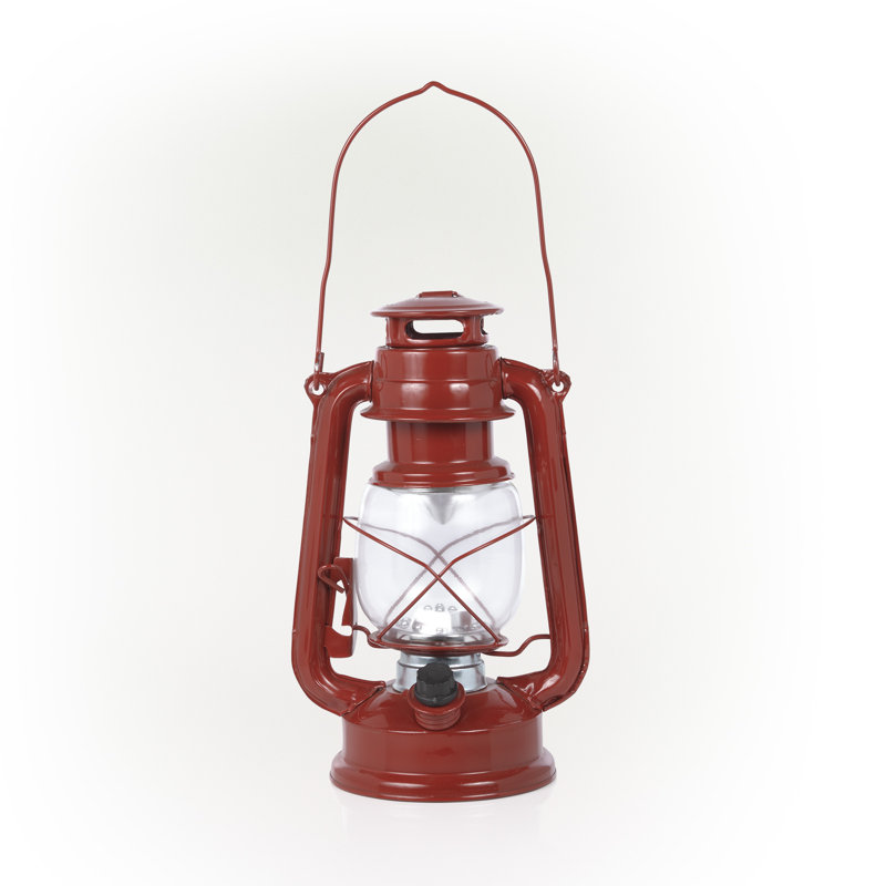 10'' Battery Powered Integrated LED Outdoor Lantern, Red