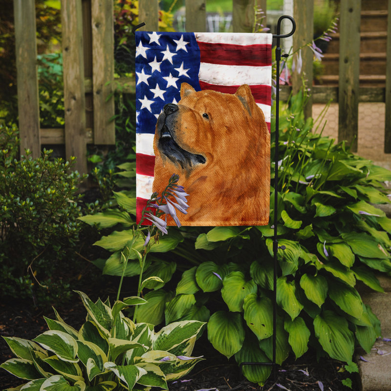 2 côtés en polyester de 2 côtés american drapeau de jardin, Chow-chow brun