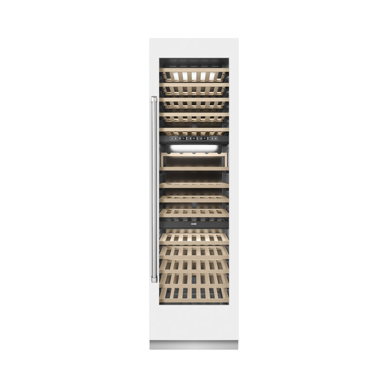 ZLINE Autograph 24 in. White Matte 100 Bottle Column Wine Cooler with Gold Accents, White Matte
