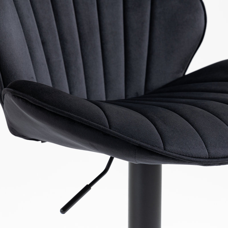 Lot de 2 chaises de bar ajustables avec dossier et repose-pieds, noires, hauteur comptoir, pour cuisine ou pub.