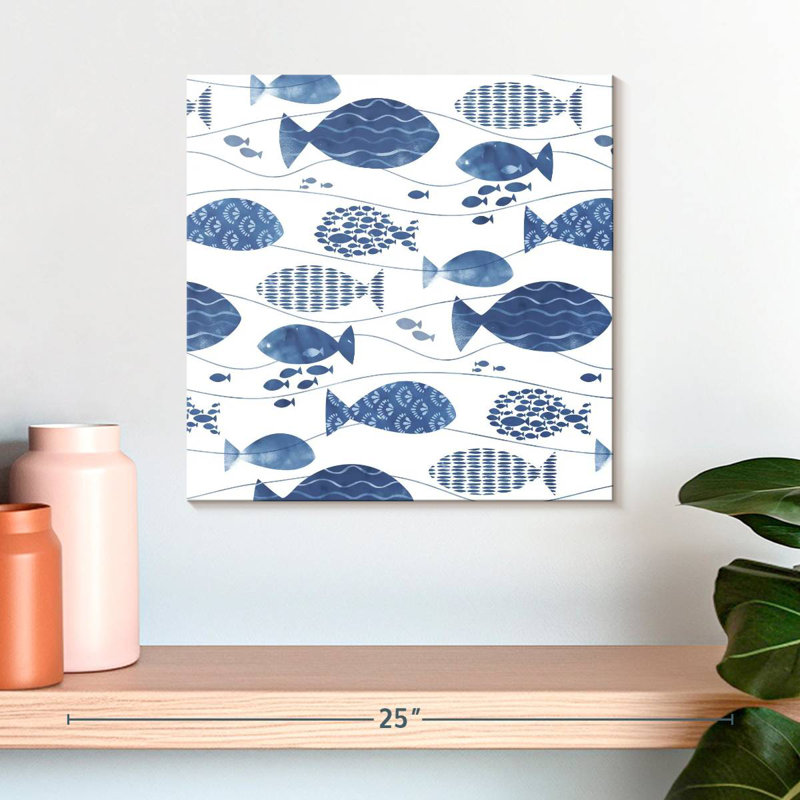 Ashelle Abstract Blue Fish, 16" H x 16" W
