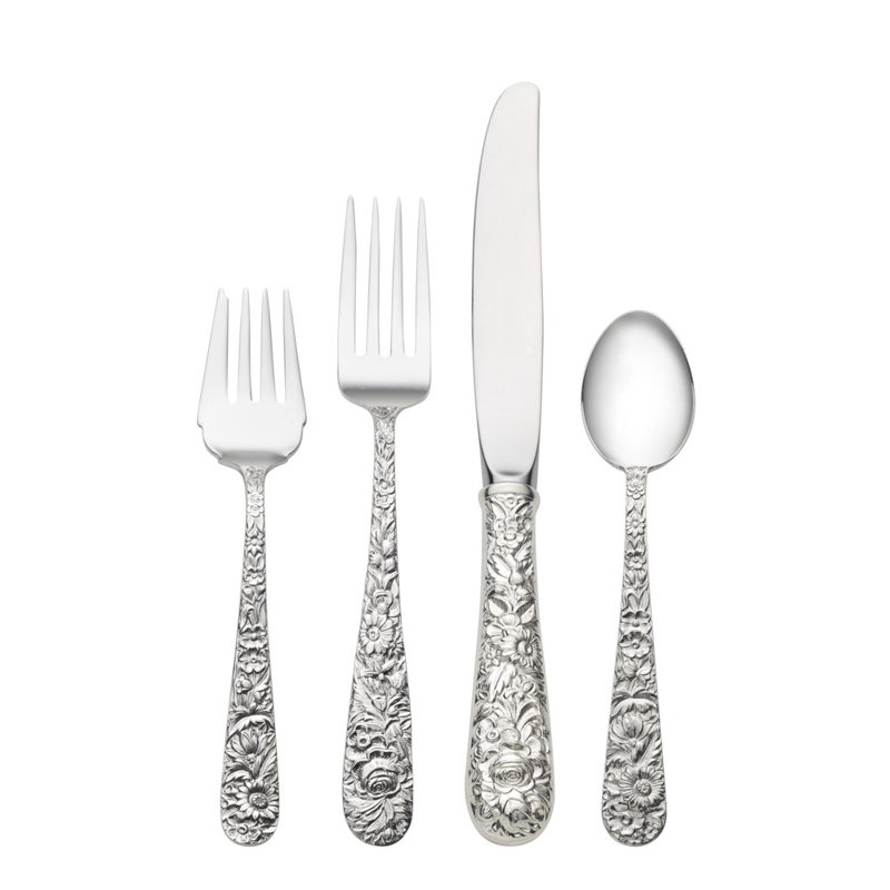 Repousse 4 Piece Flatware Set, Service for 1