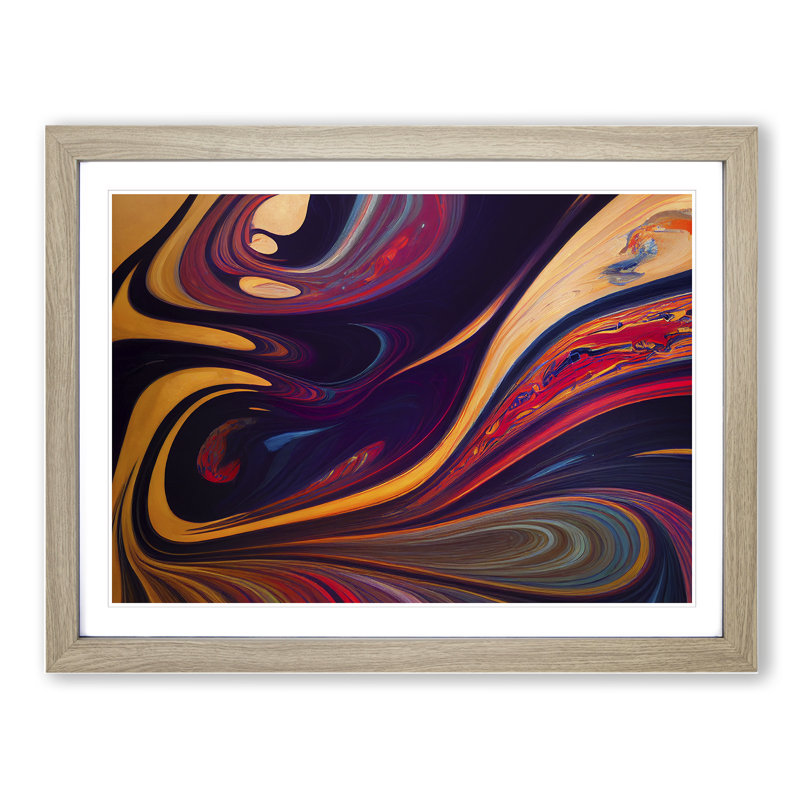 Abstract Marbling Art Vol.3 - Framed Print, 34cm H x 46cm W x 2cm D, Oak