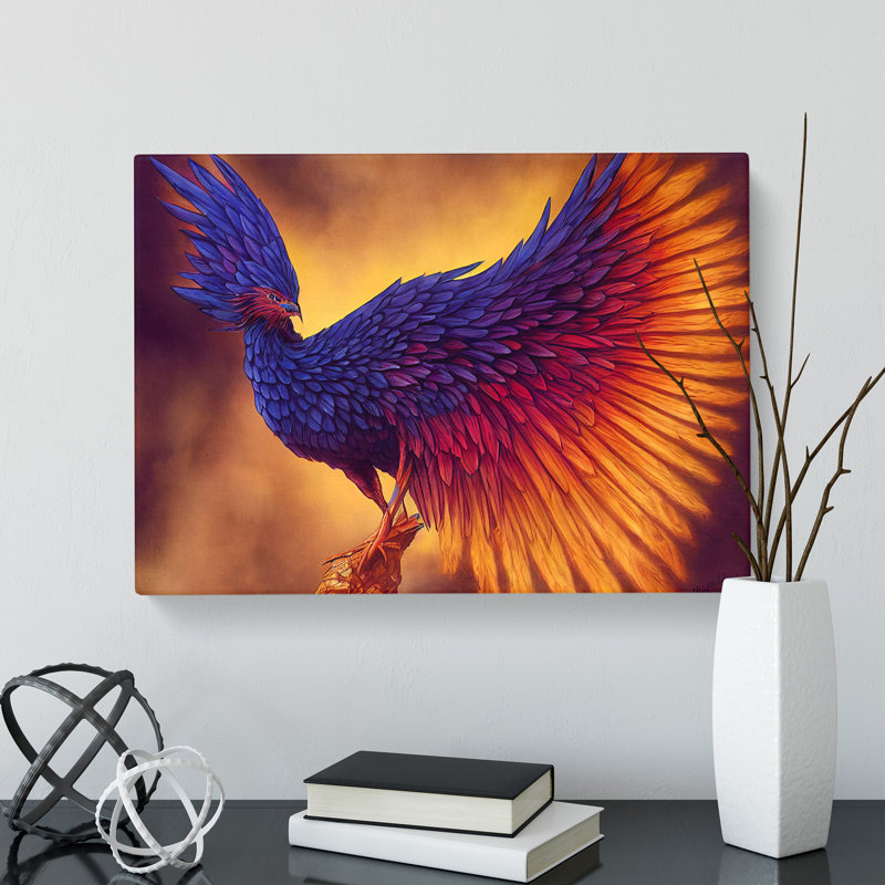 Shimmering Phoenix Bird - Wrapped Canvas, 35cm H x 50cm W x 3cm D