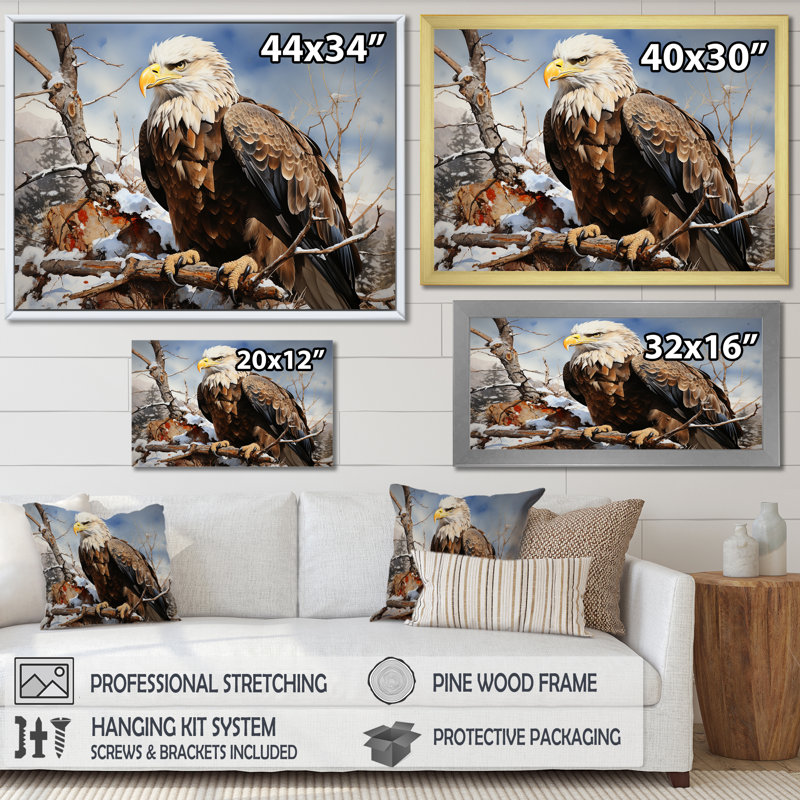 Aigle brun résiliant audacieux sur toile, Toile tendue, H 30 po x l 40 po x P 1,5 po