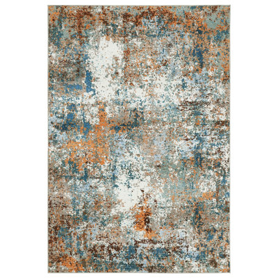 Modern Abstract Area Rug 9x12 Washable Rug Non Slip TPR Rubber Backing Contemporary Carpet Non Shedding Floor Covering Foldable Mat for Open Spaces Colorful