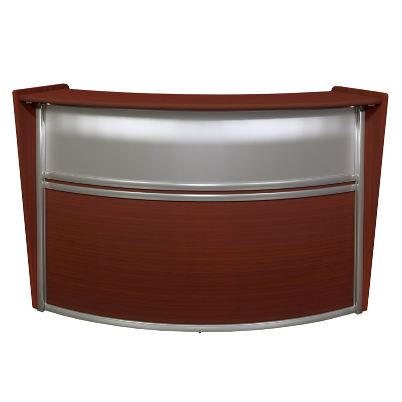Poste de travail courbé Nahjai Marque Plexi, Acajou, H 45,5 po x l 72 po x P 32 po