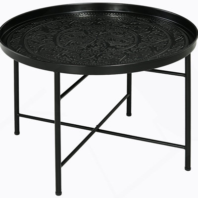 Table basse vintage rétro en métal avec plateau martelé, polyvalente et robuste pour le salon et la chambre à coucher
