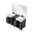 Meuble-lavabo double noir et gris 55 po X P 22 po D, dessus en marbre gris château, ensemble de robinets noir mat et 53 po Miroir-646582665