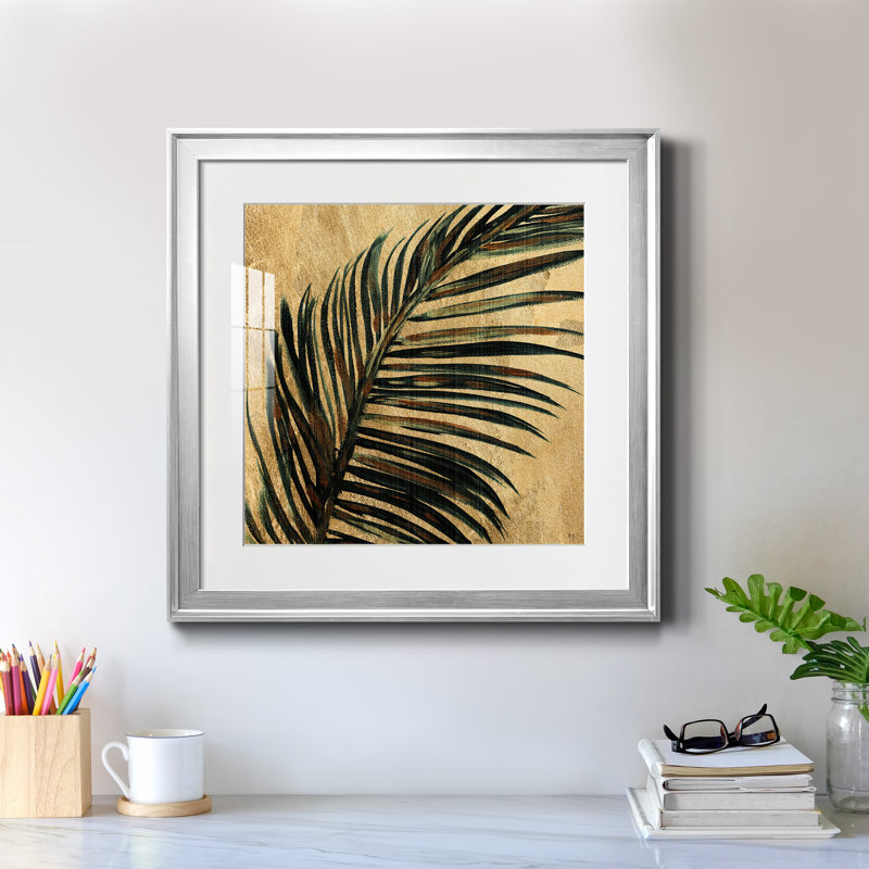 Lush Palm I - peinture encadrée, Encadrement argenté, H 22,5 po x l 22,5 po x P 1,5 po