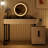 Modern Vanity Table With Tempered Glass Top, Adjustable Height Legs, Multi-Functional Storage Cabinet, And Round Mirror - Perfect For Bedrooms And Small Spaces