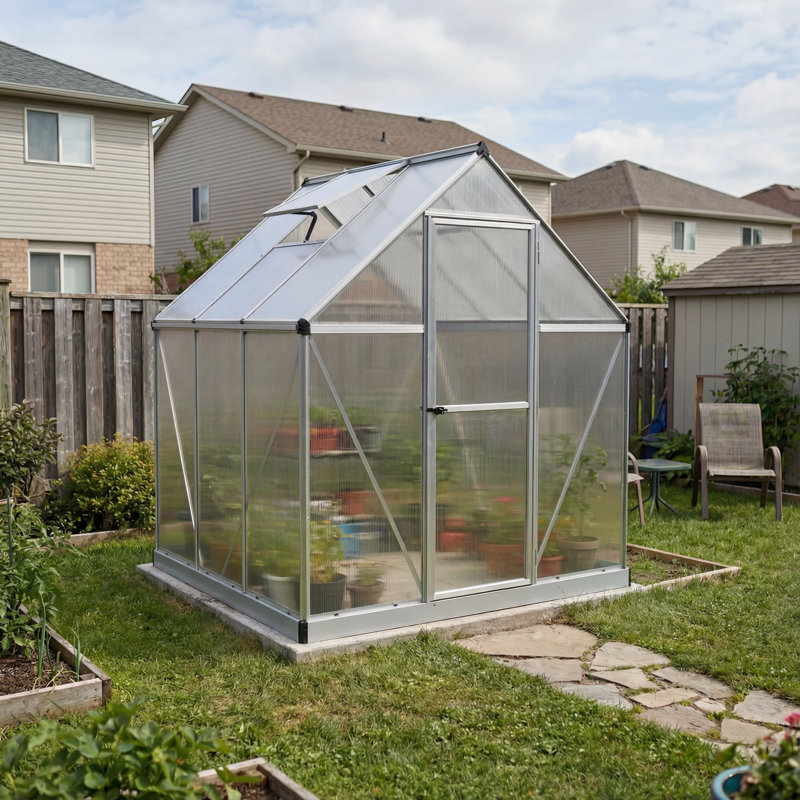 Palram - Ensemble de serre à double paroi avec passe-tringle en aluminium en polycarbonate H 6 pi x P 6 po Canopia Mythos