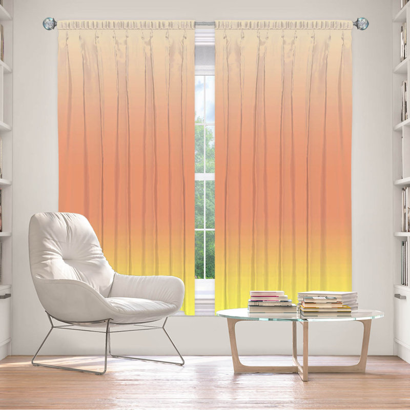 Vandela Room Darkening Curtain Pair, 40" W x 82" L, Yellow/Orange