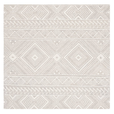 Kyndall Southwestern Handmade Tufted Wool Light Gray/Ivory Area Rug