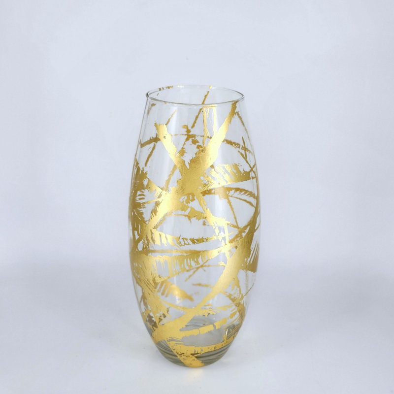 Vase AMaryllis, Transparent / Doré, Hauteur totale - 14,75 po