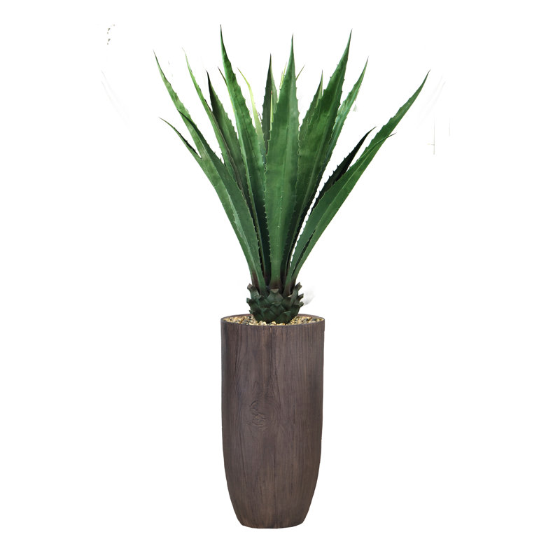 Panama Faux Agave Plant in Planter, 65.25" H x 36" W x 36" D, Dark Green