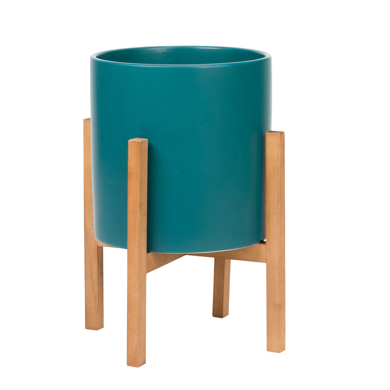 Pot à fleur d'intérieur en céramique Surles, Bleu / vert, H 21 po x l 16 po x P 16 po
