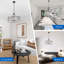 Lustre en forme de tambour de 24 po avec accents en bois massif et en métal, 4 lumières suspendues avec chaîne de suspension réglable-938382837