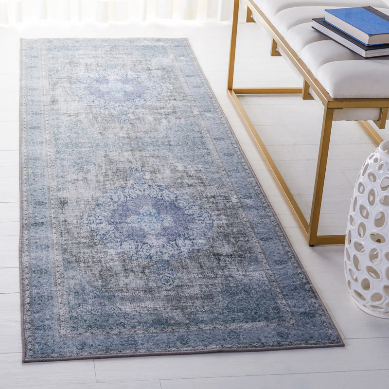 Tapis oriental vert / vert, Tapis de couloir 2 pi 6 po x 8 pi