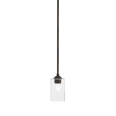 Zilo Stem Hung Mini Pendant Shown In Dark Granite Finish With 4" Glass