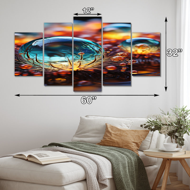 3D Molecules Microscopic Wonders I - Reproduction d'art abstrait formes abstraites - 5 panneaux