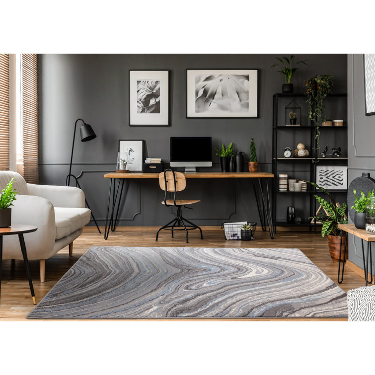 Fresno Modern Abstract Blue Area Rug
