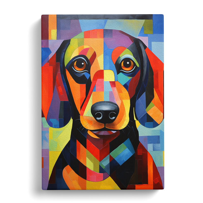 Dachshund Constructivism No.3 - Wrapped Canvas, 50cm H x 35cm W x 3cm D