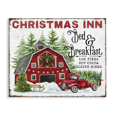 Art mural sur toile de Noël auberge par Creatif Belle