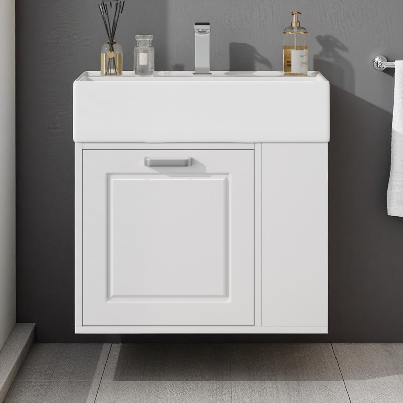Meuble-lavabo simple 21,7 po avec comptoir en céramique 21,7 po, Blanc