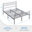 Minimalist Metal Bed Frame with Slatted Headboard-766174236-682358409