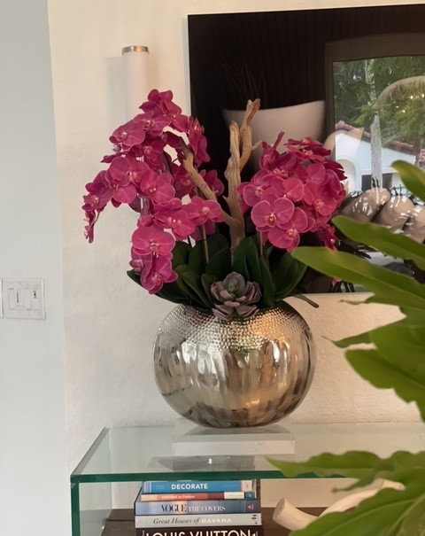 Olympian Phalaenopsis Orchids Centerpiece in Planter, Pink, Gold