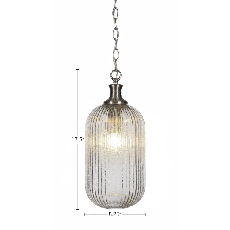 Luminaire suspendu 1 lumière Carina, Nickel brossé, H 17,5 po x l 8,25 po x P 8,25
