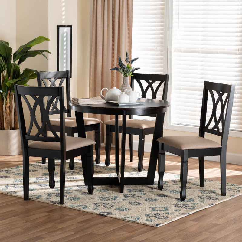 Jillian 4 - Person Four Leg Dining Set, Beige