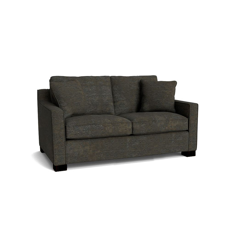 Causeuse à accoudoirs carrés de 56 po avec coussins réversibles Aceyon, Espresso, Acier Palance