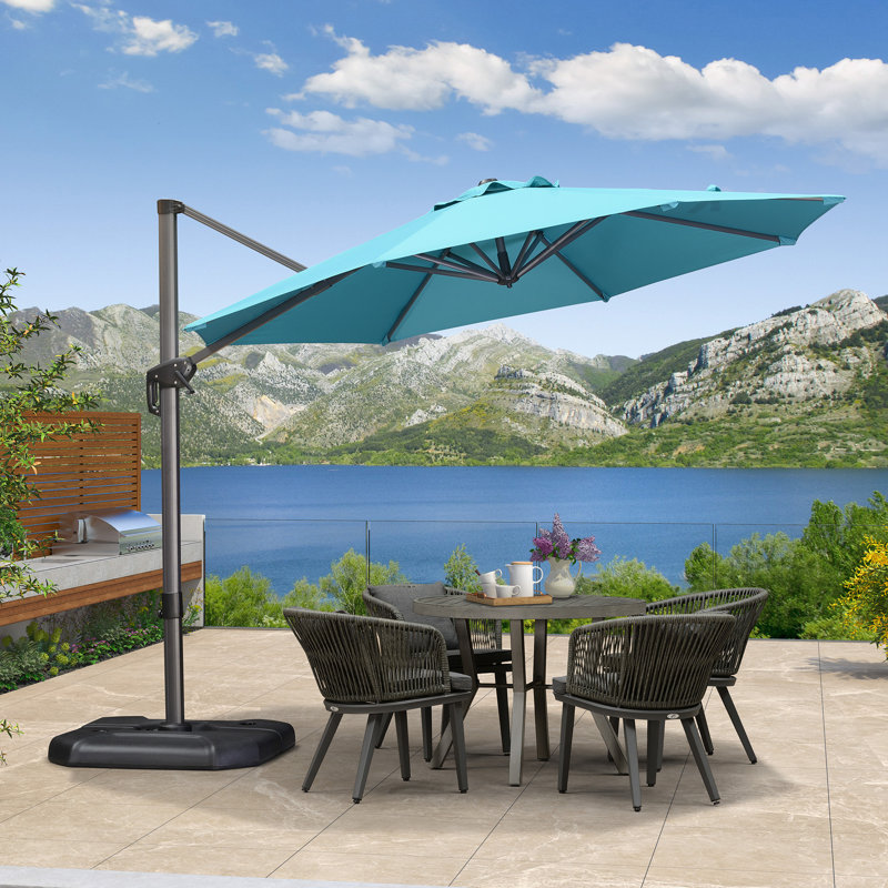 Cantilever Parasol, Turquoise Blue, 274.3cm H x 304.8cm W x 304.8cm D