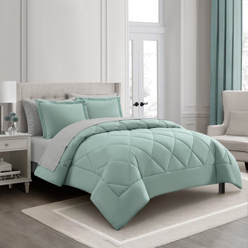 Anneli 7 Piece Quilted Comforter Set, Sage Green, Full Comforter + 6 Additional Pieces